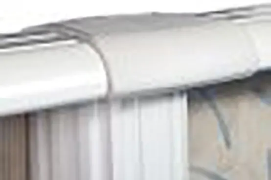 White curved pool track rail system for above-ground pool installation