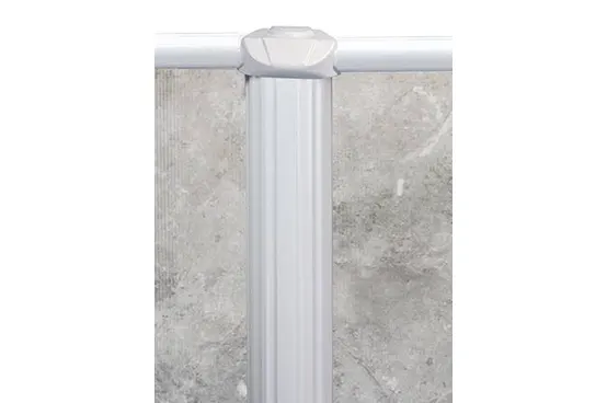 White vertical pool wall support column for above-ground pools installation