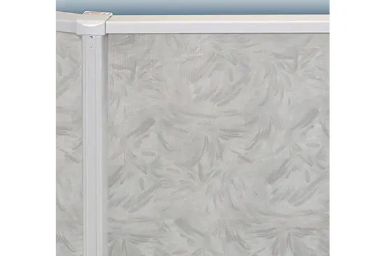 Above-ground pool wall liner with white marble pattern design