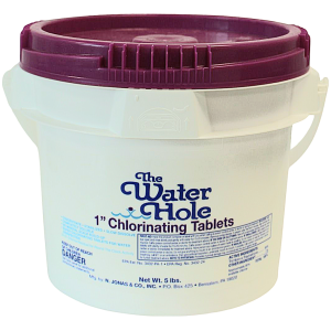 The Water Hole 1-inch chlorinating tablets for pool maintenance and water treatment