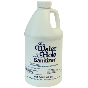 The Water Hole chlorine-free swimming pool sanitizer bottle for pool maintenance products