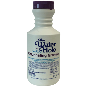 The Water Hole chlorinating granules bottle for swimming pool maintenance and water treatment