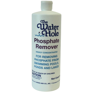 The Water Hole phosphate remover highly concentrated pool maintenance product bottle