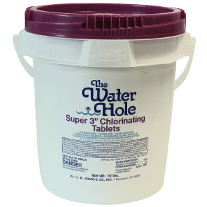 The Water Hole Super 3-inch Chlorinating Tablets for pool maintenance products and supplies