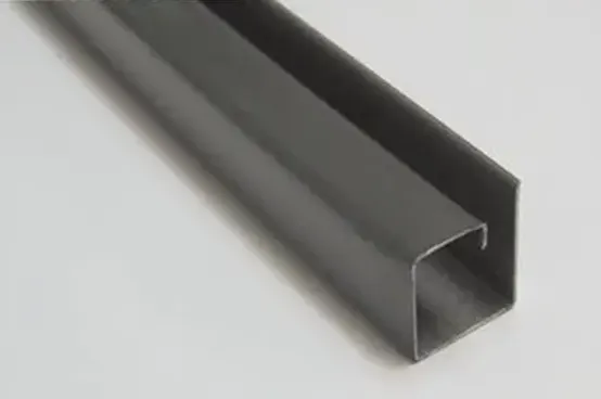 Gray metal U-channel pool equipment component for above-ground and in-ground pool installation