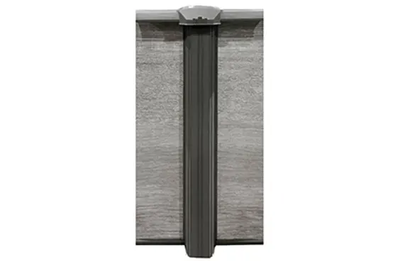 Vertical pool filter cartridge with gray pleated media and black end cap for above-ground pool maintenance