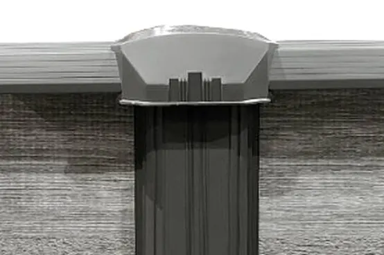 Above-ground pool wall top cap and vertical support beam detail